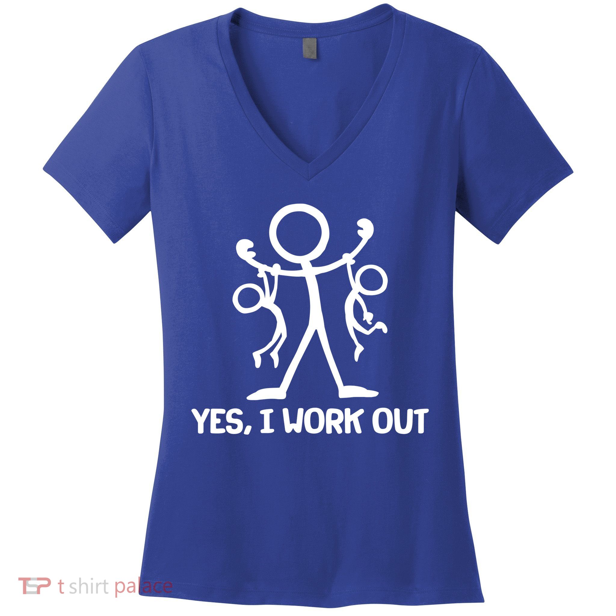 Funny Yes I Work Out Parents and Kids Women's V-Neck T-Shirt