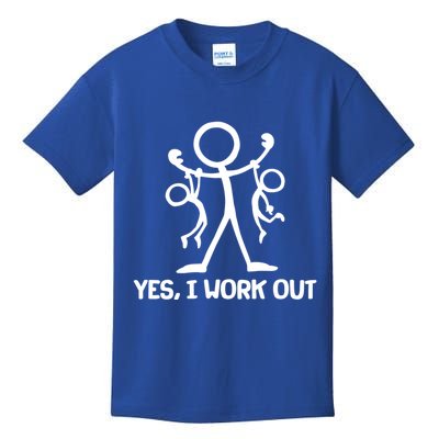 Funny Yes I Work Out Parents and Kids Kids T-Shirt