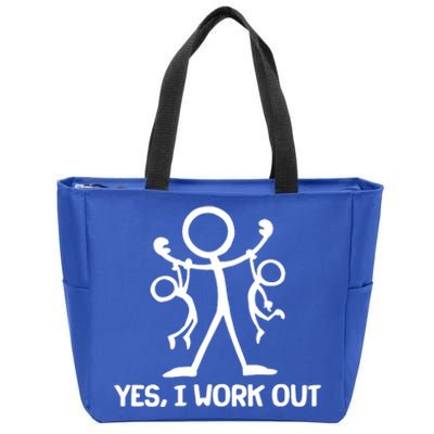 Funny Yes I Work Out Parents and Kids Zip Tote Bag