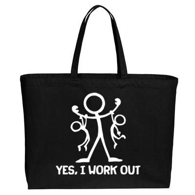 Funny Yes I Work Out Parents and Kids Cotton Canvas Jumbo Tote