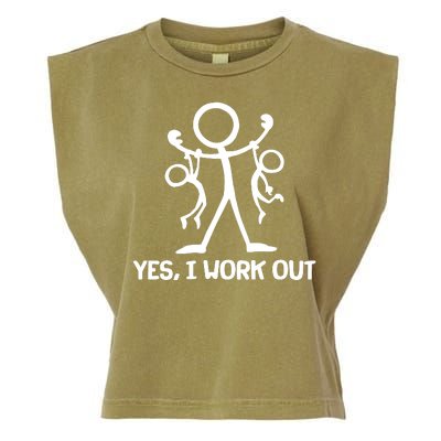 Funny Yes I Work Out Parents and Kids Garment-Dyed Women's Muscle Tee