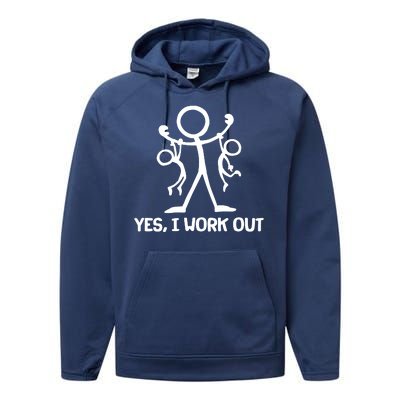 Funny Yes I Work Out Parents and Kids Performance Fleece Hoodie