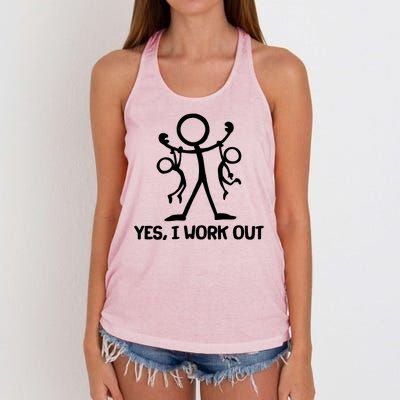 Funny Yes I Work Out Parents and Kids Women's Knotted Racerback Tank