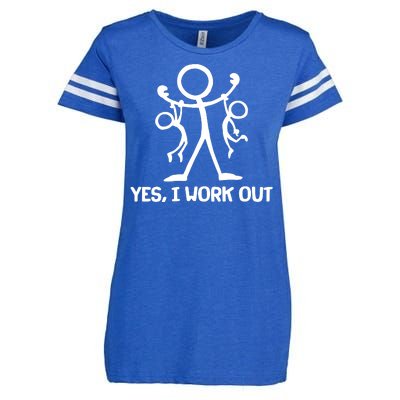 Funny Yes I Work Out Parents and Kids Enza Ladies Jersey Football T-Shirt