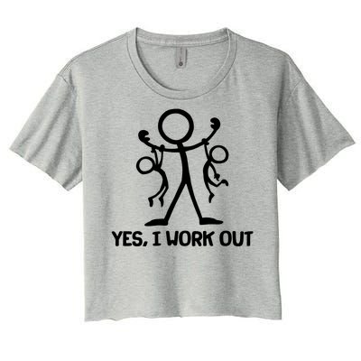 Funny Yes I Work Out Parents and Kids Women's Crop Top Tee