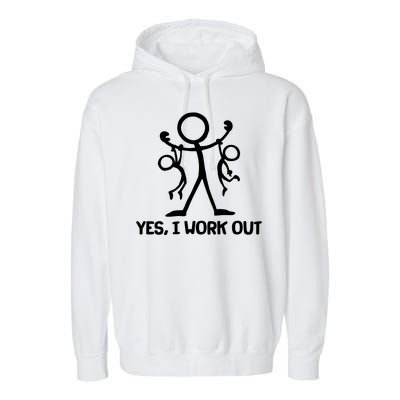 Funny Yes I Work Out Parents and Kids Garment-Dyed Fleece Hoodie