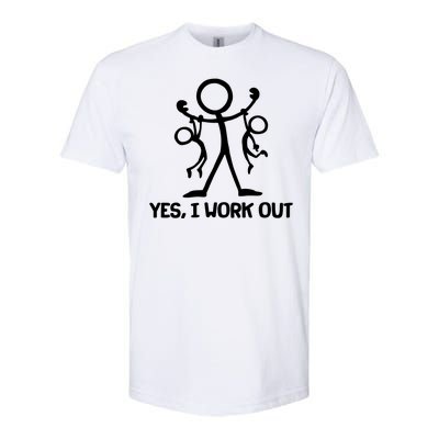 Funny Yes I Work Out Parents and Kids Softstyle CVC T-Shirt