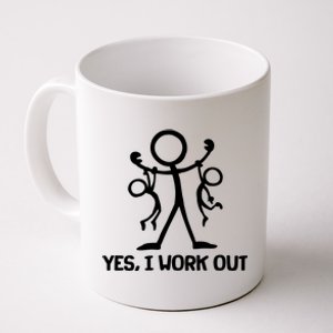 Funny Yes I Work Out Parents and Kids Coffee Mug