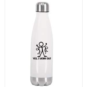 Funny Yes I Work Out Parents and Kids Stainless Steel Insulated Water Bottle