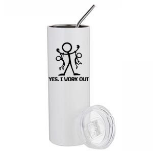 Funny Yes I Work Out Parents and Kids Stainless Steel Tumbler