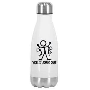 Funny Yes I Work Out Parents and Kids Stainless Steel Insulated Water Bottle