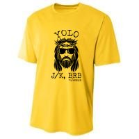 Funny Yolo J/K BRB Jesus Resurrection  Youth Performance Sprint T-Shirt