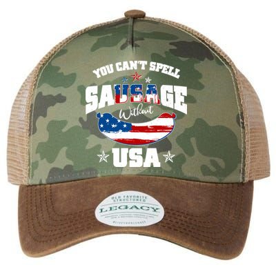 Funny You Can't Spell Sausage Without USA Legacy Tie Dye Trucker Hat
