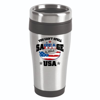 Funny You Can't Spell Sausage Without USA 16oz Travel Tumbler