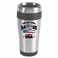 Funny You Can't Spell Sausage Without USA 16oz Travel Tumbler