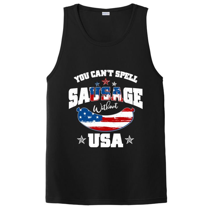 Funny You Can't Spell Sausage Without USA PosiCharge Competitor Tank
