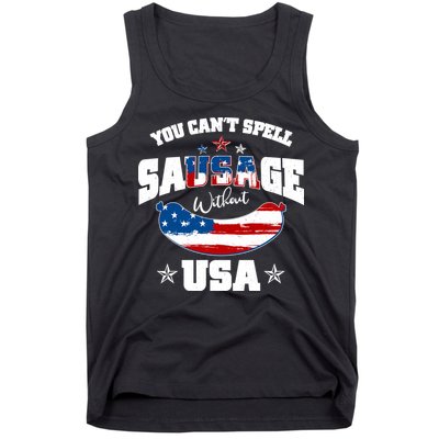 Funny You Can't Spell Sausage Without USA Tank Top