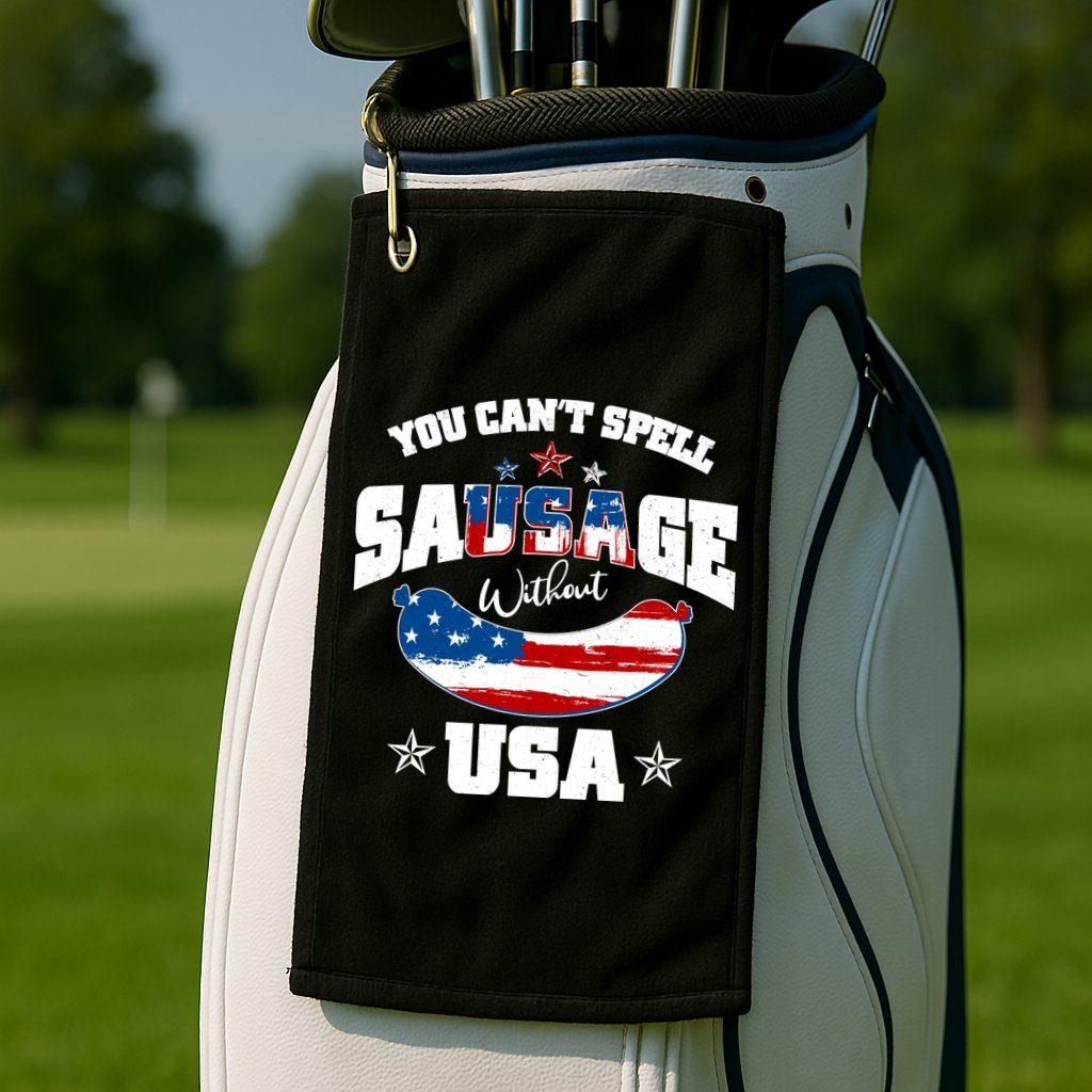 Funny You Can't Spell Sausage Without USA Golf Towel