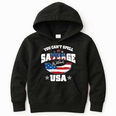 Funny You Can't Spell Sausage Without USA Kids Hoodie