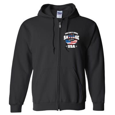 Funny You Can't Spell Sausage Without USA Full Zip Hoodie