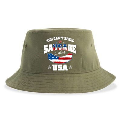 Funny You Can't Spell Sausage Without USA Sustainable Bucket Hat