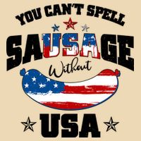 Funny You Can't Spell Sausage Without USA V-Neck T-Shirt