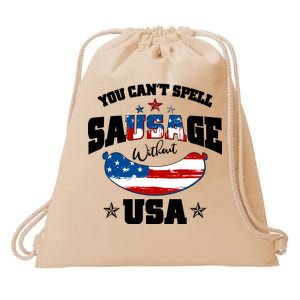 Funny You Can't Spell Sausage Without USA Drawstring Bag