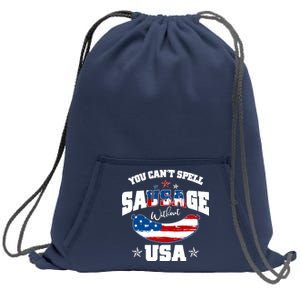 Funny You Can't Spell Sausage Without USA Sweatshirt Cinch Pack Bag