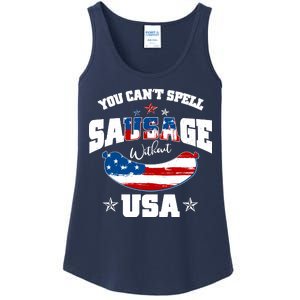 Funny You Can't Spell Sausage Without USA Ladies Essential Tank