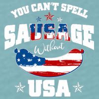 Funny You Can't Spell Sausage Without USA Sueded Cloud Jersey T-Shirt