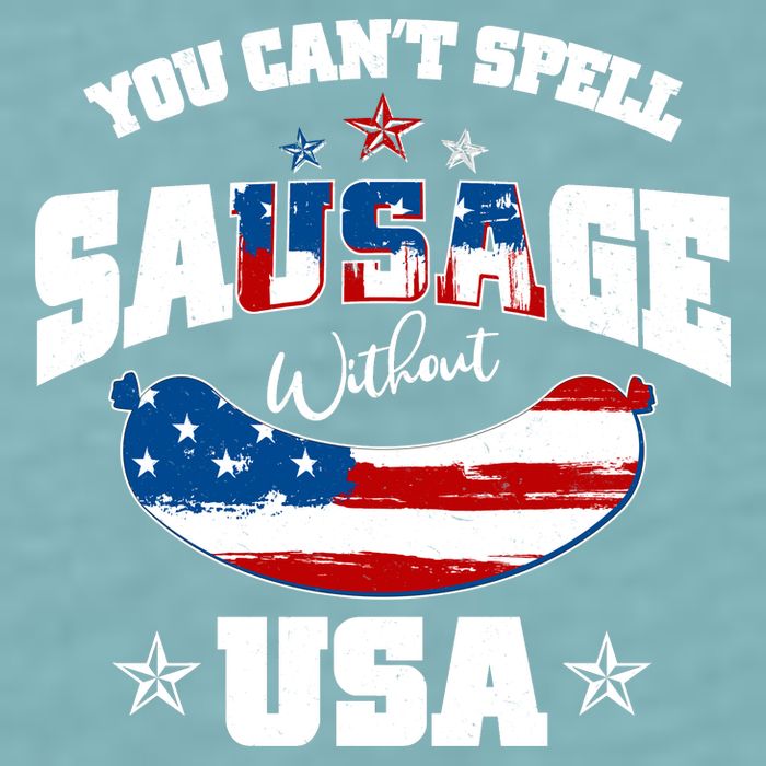 Funny You Can't Spell Sausage Without USA Sueded Cloud Jersey T-Shirt
