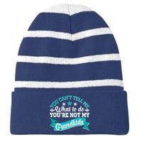 Funny You Can't Tell Me What to do You're Not My Grandkids Striped Beanie with Solid Band