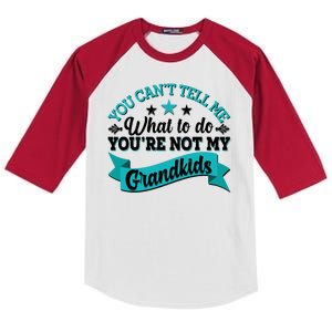 Funny You Can't Tell Me What to do You're Not My Grandkids Kids Colorblock Raglan Jersey