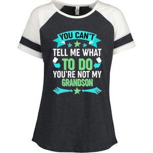 Funny You Can't Tell Me What to do You're Not My Grandson Enza Ladies Jersey Colorblock Tee