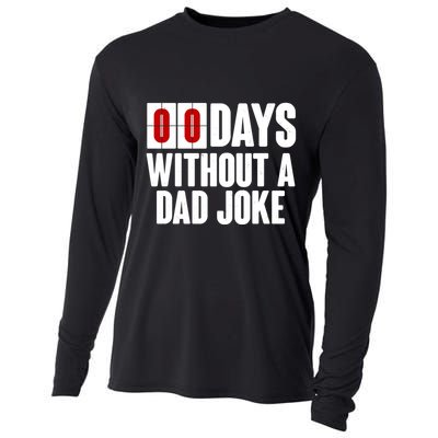 Funny Zero 0 Days Without A Dad Joke Cooling Performance Long Sleeve Crew