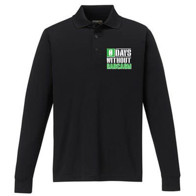 Funny Zero Days Without Sarcasm  Performance Long Sleeve Polo