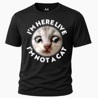 Funny Zoom Lawyer Cat Meme I'm Here Live I'm Not A Cat Cooling Performance Crew T-Shirt