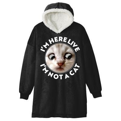 Funny Zoom Lawyer Cat Meme I'm Here Live I'm Not A Cat Hooded Wearable Blanket