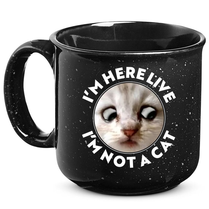 Funny Zoom Lawyer Cat Meme I'm Here Live I'm Not A Cat 15oz Campfire Ceramic Mug