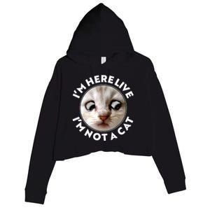 Funny Zoom Lawyer Cat Meme I'm Here Live I'm Not A Cat Crop Fleece Hoodie