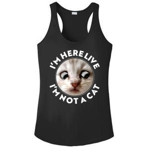 Funny Zoom Lawyer Cat Meme I'm Here Live I'm Not A Cat Ladies PosiCharge Competitor Racerback Tank