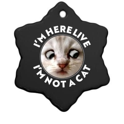 Funny Zoom Lawyer Cat Meme I'm Here Live I'm Not A Cat Ceramic Star Ornament