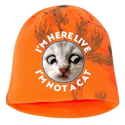 Funny Zoom Lawyer Cat Meme I'm Here Live I'm Not A Cat Kati - Camo Knit Beanie