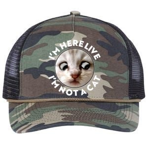 Funny Zoom Lawyer Cat Meme I'm Here Live I'm Not A Cat Retro Rope Trucker Hat Cap