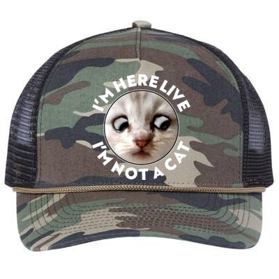 Funny Zoom Lawyer Cat Meme I'm Here Live I'm Not A Cat Retro Rope Trucker Hat Cap