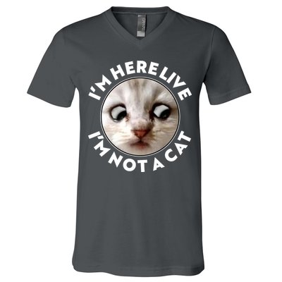 Funny Zoom Lawyer Cat Meme I'm Here Live I'm Not A Cat V-Neck T-Shirt