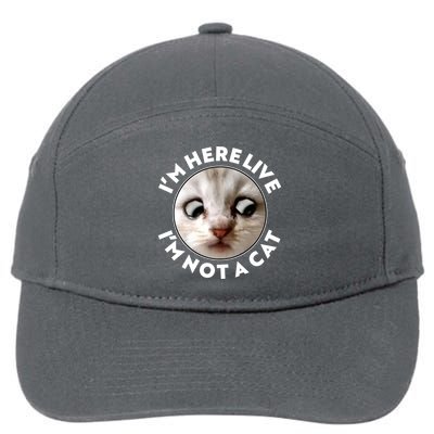 Funny Zoom Lawyer Cat Meme I'm Here Live I'm Not A Cat 7-Panel Snapback Hat