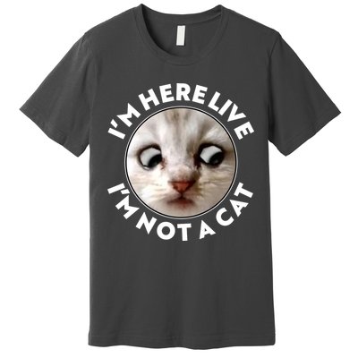 Funny Zoom Lawyer Cat Meme I'm Here Live I'm Not A Cat Premium T-Shirt