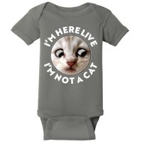 Funny Zoom Lawyer Cat Meme I'm Here Live I'm Not A Cat Baby Bodysuit