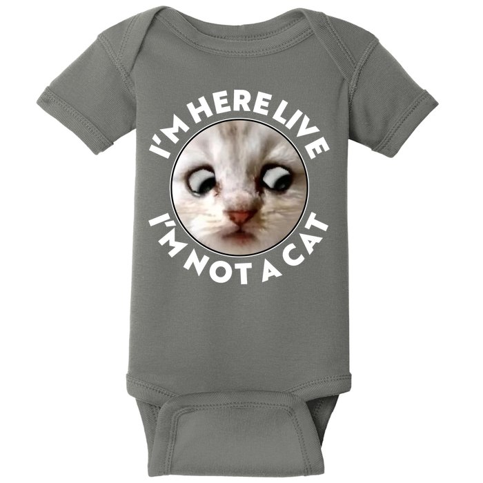 Funny Zoom Lawyer Cat Meme I'm Here Live I'm Not A Cat Baby Bodysuit